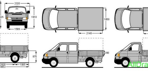 Volkswagen T4 (Фольцваген Т4) - чертежи (рисунки) автомобиля